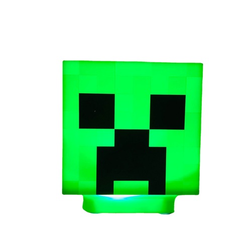New Minecraft Creeper Shape Night Light, Game Ambience Light, Pink Pig Night Light, USB Charging with Sound Effects