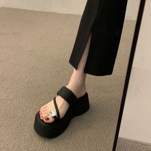 Fairy-style height-increasing slipper women's rhinestone thick-soled sandals and slippers women's new muffin non-slip slippers women's 2024 summer