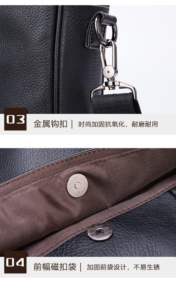 Túi công sở da bò thật dành cho nam, cặp tài liệu đựng laptop 14 inch, túi xách tay kiêm đeo chéo — 9879-2 dây kéo đơn nhỏ màu be đen (38*27*7cm), Dây kéo Đôi Lớn 9879 dây màu đen trắng (41*31*10cm), Dây kéo đôi nhỏ 9879 dây màu đen trắng (38*29*9cm) chi tiết 24