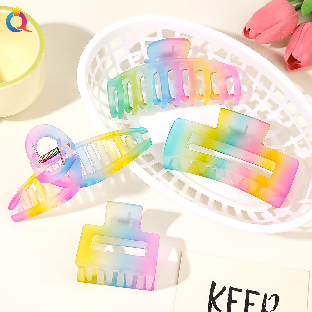 55g Weight Hair Claws Hair Accessories Type 1 Piece Quantity Holiday, Daily Occasion Plastic Material Rainbow Pattern Women's Gender Sweet, Simple Style Style Women's Sweet Simple Style Rainbow Plastic Hair Claws 7