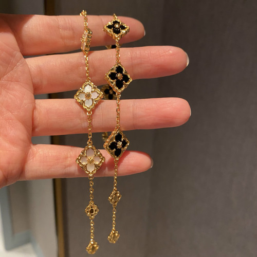 Elegant Women's Four-Leaf Clover Necklace with 18K Gold Plating, Rhombus Mother-of-Pearl and Multicolor Beads, French High-End Style Jewelry