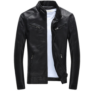 New PU Leather Jacket Men's Youth Slim-fit Korean Style Jacket 2021 Spring New Men's Handsome Motorcycle Men's Leather Jacket
