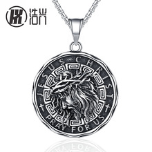 跨境钛钢欧美信仰天使头像圆牌吊坠嘻哈男士不锈钢项链一件代发