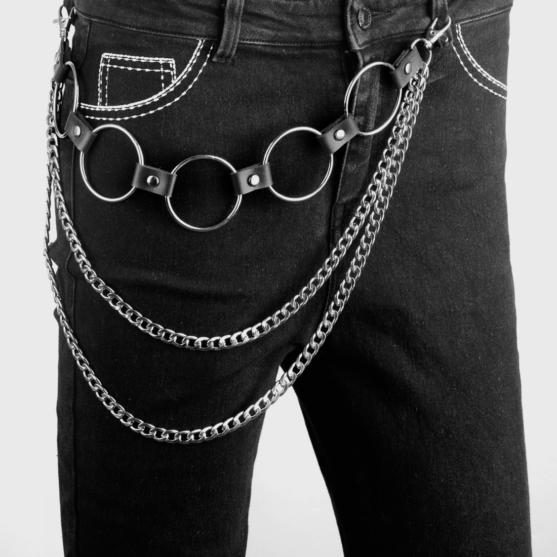 朋克大圆环链条裤链嘻哈街舞腰链暗黑哥特夜店表演出挂链|ru