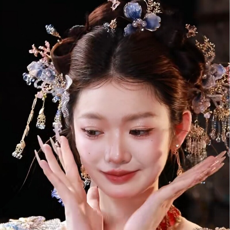 新しいハイエンドの年齢を軽減する龍と鳳凰のガウンアクセサリー、結婚式の花嫁スタイルのヘアアクセサリー、花嫁Xiuheの多用途な帽子の完全なセット|undefined
