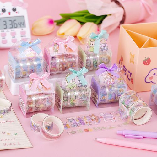 ins creative cartoon PET transparent handbook tape gift box set Children's Day gift student decoration material sticker