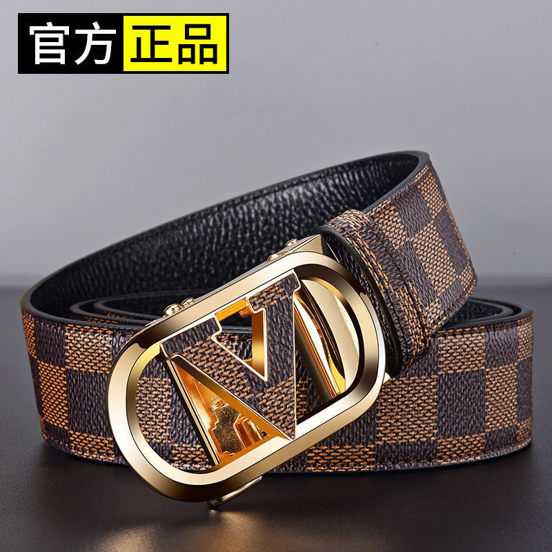 [First layer cowhide] new men's belt high-end automatic buckle leather belt young and middle-aged fashion jeans belt