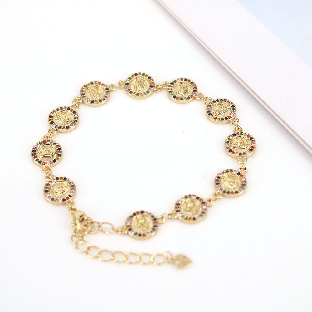 Glam Round Metal Inlay Zircon Bracelets
