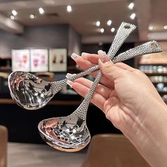 日本式ステンレススープスプーンセット高颜値レトロハンマー長柄火鍋スプーン家庭用キッチンスプーン