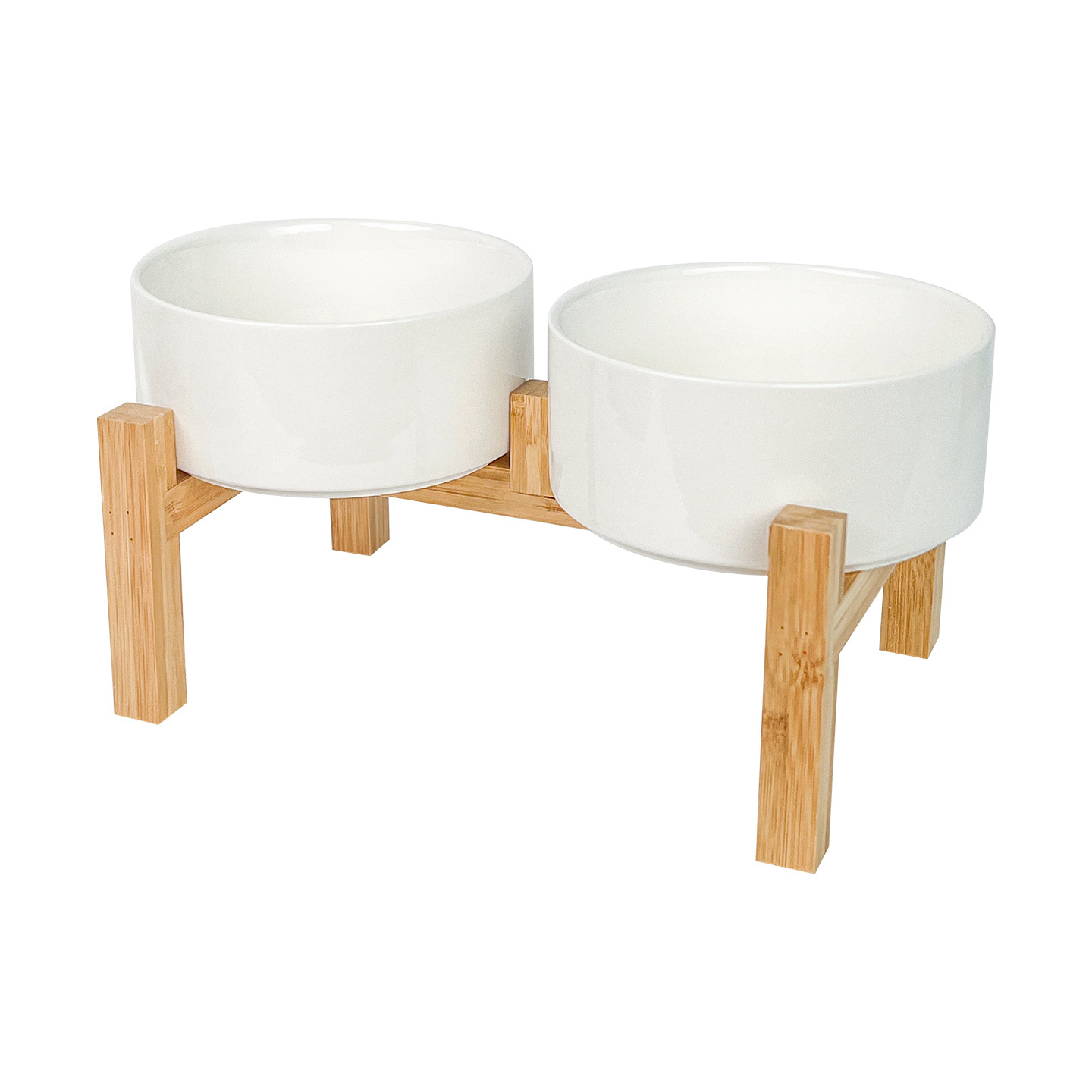 Mascota perro comida tazón gato tazón de cerámica gato tazón aumento de bambú marco protección columna cervical beber tazón anti-golpe