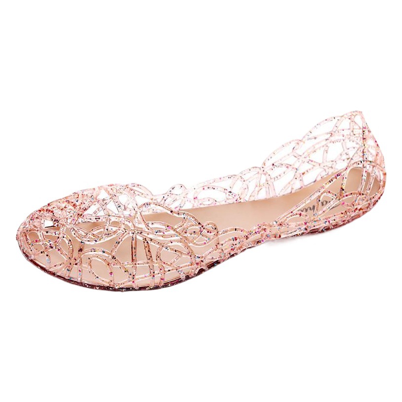 Summer New Flat Heel Flat Dancing Shoes Mom Shoes Stall Hole Shoes Mesh Jelly Sandals Women's Beach Shoes