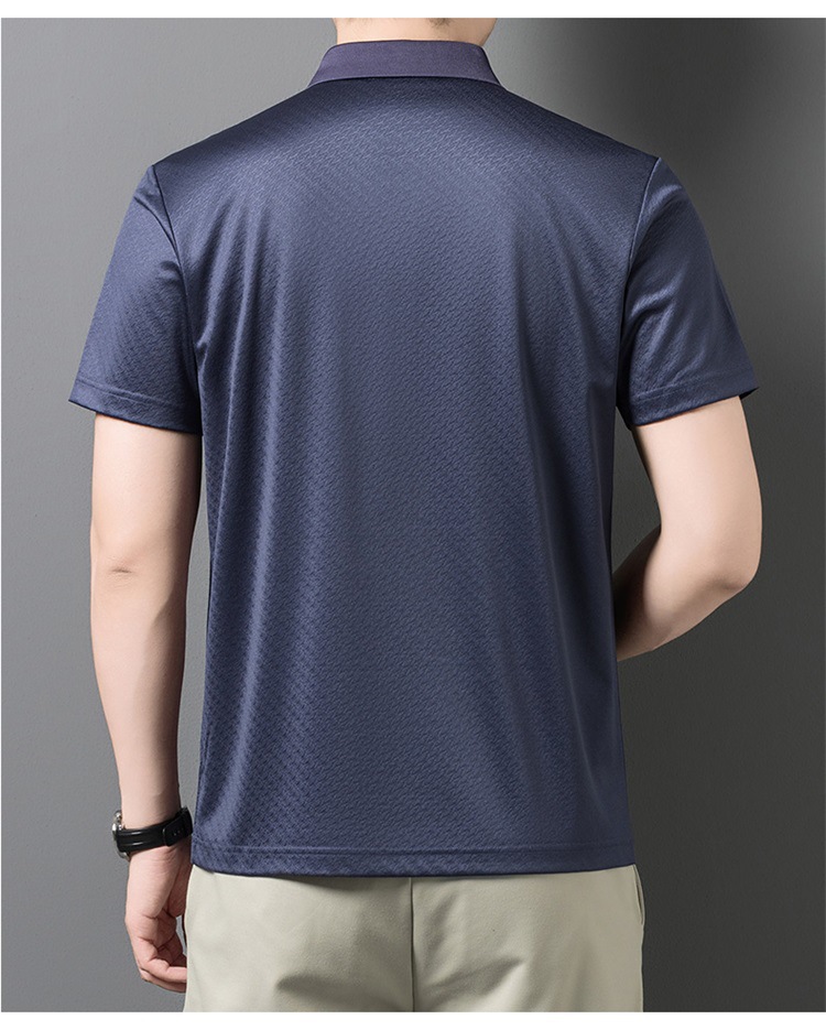 Áo polo nam tay ngắn lụa Mulberry cổ bẻ cao cấp — Xám 9651 chi tiết 13