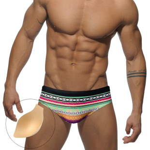 JESSBORN swimming trunks men's beach hot spring youth briefs printed fashion Cup Anti-embarrassment swimming trunks