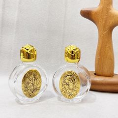 ゴールド+シルバーの聖水ボトル2個、ローズ花瓶カバー、聖水ボトル、15mlガラスボトル、サブボトル