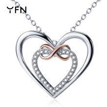 爆款S925纯银双心项链无穷大吊坠欧美跨境新品配饰货源厂家直销