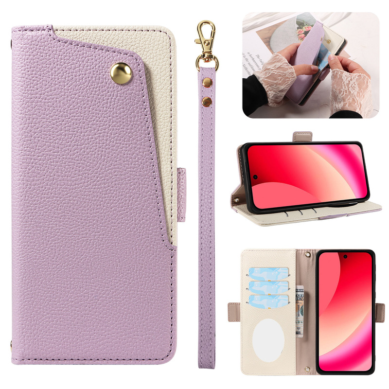 Suitable for Pixel 9A Mobile Phone Case Xperia10 Vii Contrasting Color Mobile Phone Leather Case Google 8Pro Lanyard Protective Cover Suitable for Pixel 9A Mobile Phone Case Xperia10 Vii Contrasting Color Mobile Phone Leather Case Google 8Pro Lanyard Protective Cover