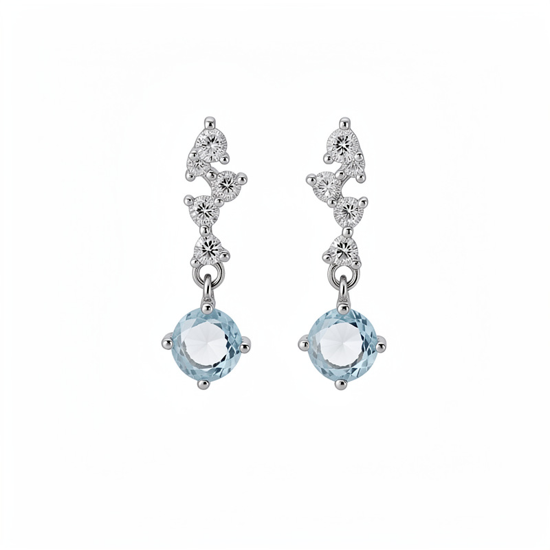 Agujas de plata de piedra de silicio pernos redondos simples diarios temperamento versátil pendientes de moda ligero lujo alta sensación de auriculares al por mayor image 6