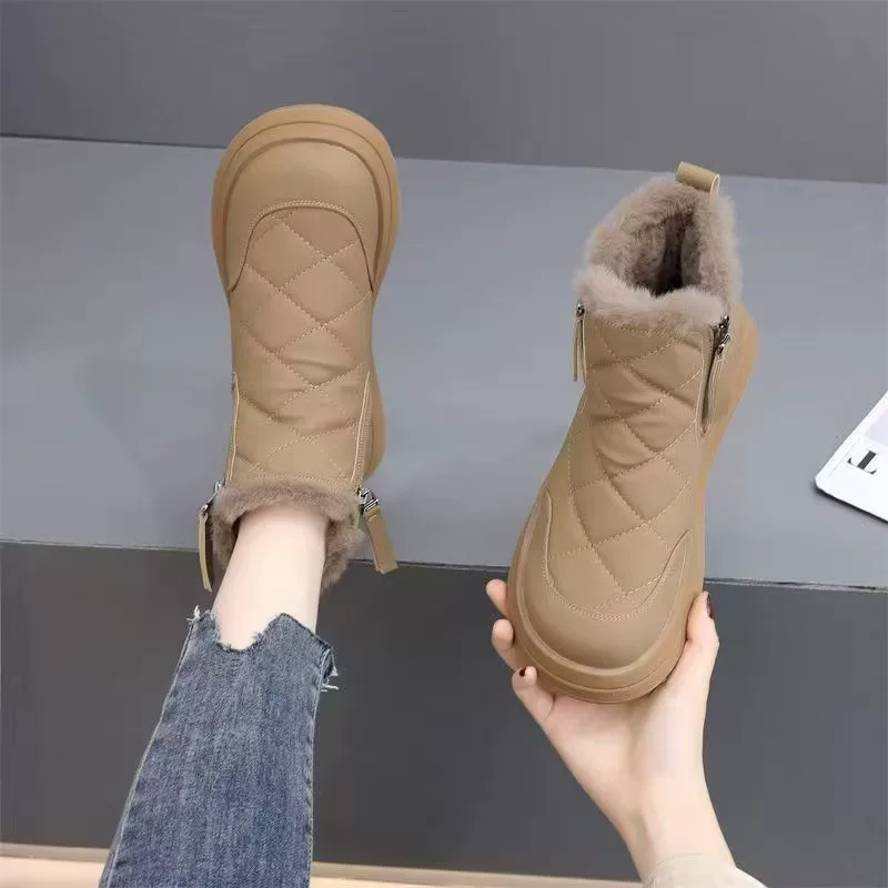 Platform Winter Boots, Quilted Upper, Faux-Fur Lining, Platform Sole, Sizes 36–40