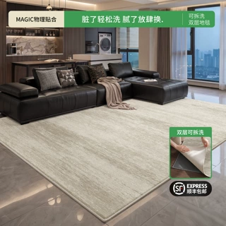 意式极简可拆洗地毯客厅灰色新款轻奢高级感双层可机洗卧室床边毯