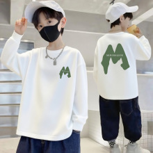 100%纯棉男童长袖T恤秋季儿童宽松圆领中大童男孩打底衫百搭童装