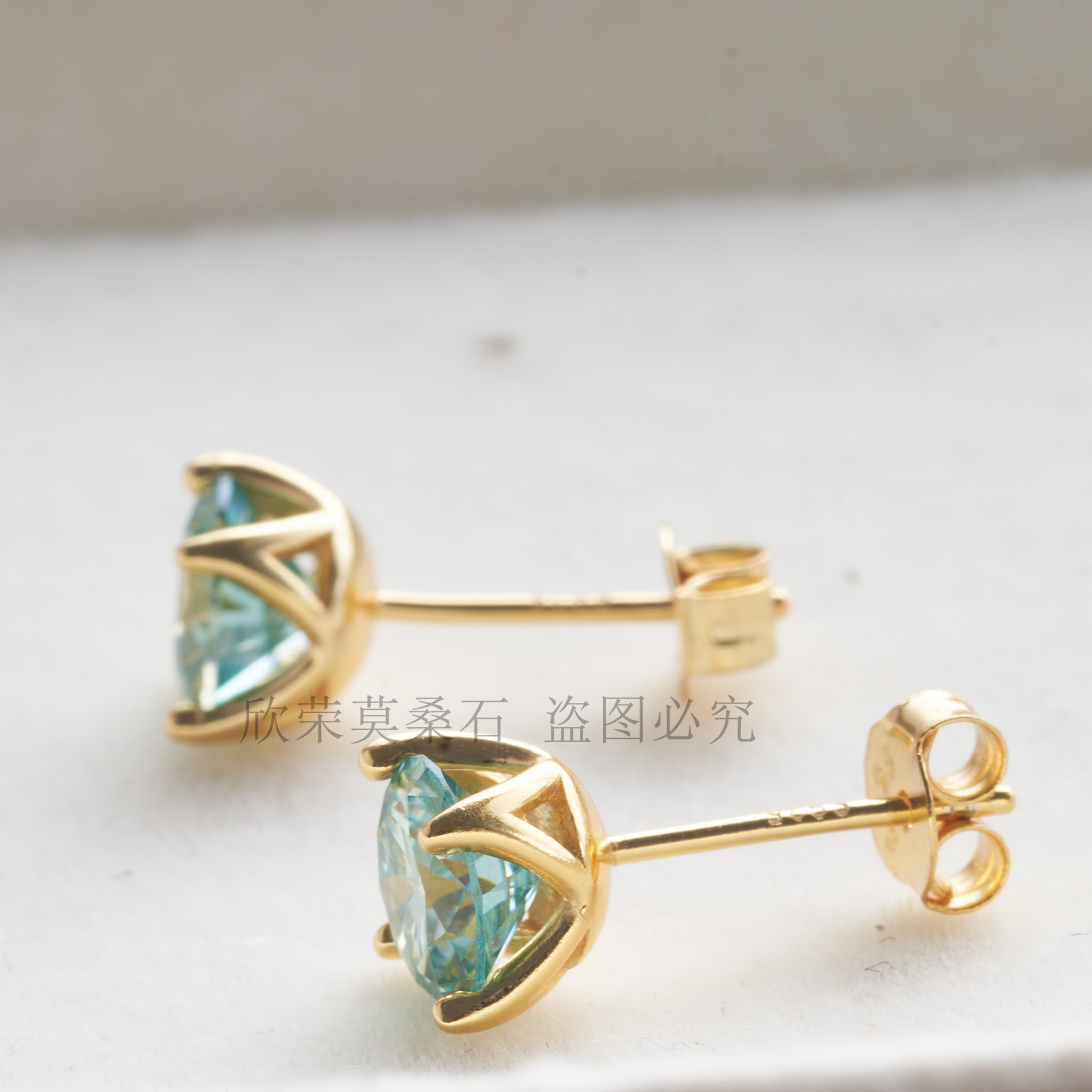 Plata esterlina azul-verde 0.5 - 2 quilates orejas redondas de moissanita plata esterlina S925 con certificado de GRA