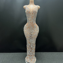 花朵亮钻修身性感晚装御姐范职场宴会公司年会晚礼服写真酒吧夜店