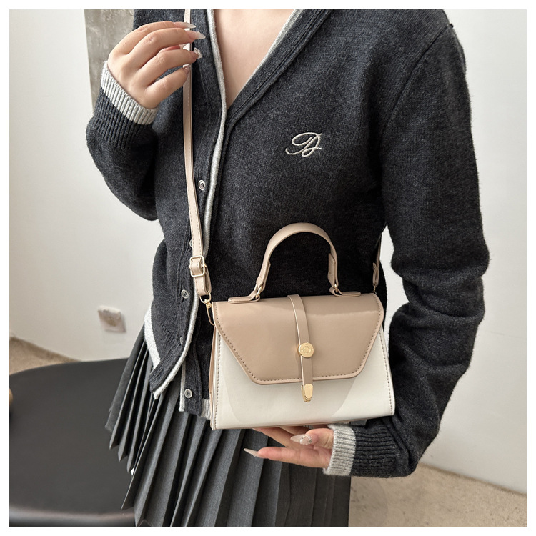 Women's Small Pu Leather Color Block Classic Style Square Magnetic Buckle Crossbody bag BAX display picture 11