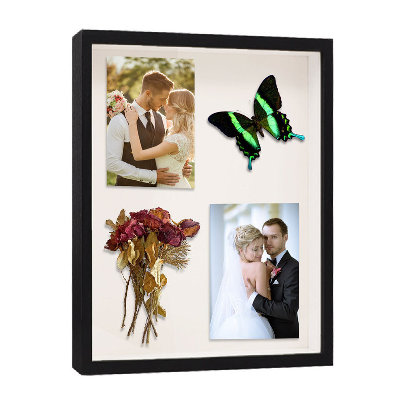 Wholesale 3cm Three-Dimensional Hollow Wooden Photo Frames with Dried Flowers and Butterfly Specimens for DIY Handmade Display Stands