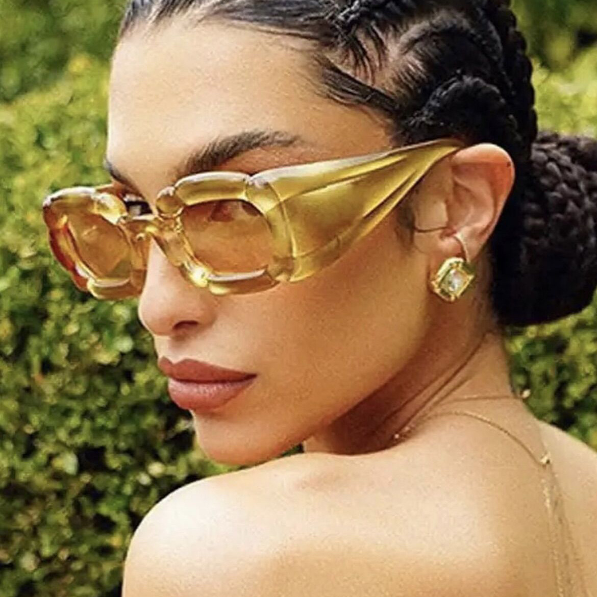 Full Frame Glasses Structure Hip-Hop Punk Streetwear Geometric Ac UV400 Protection Special-Shaped Mirror Full Frame Women's Sunglasses