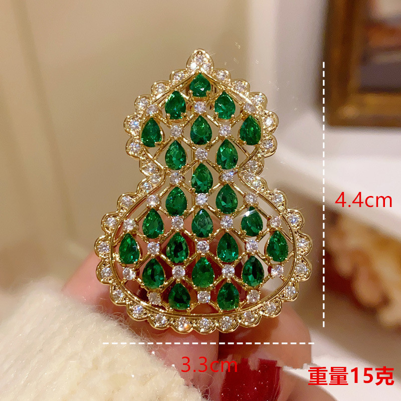 复古宫廷风福禄葫芦胸针高级感合金锆石别针优雅百搭西装外套胸花|undefined