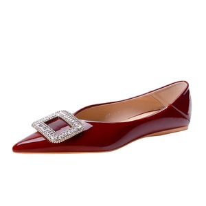 2873-K32 European and American style elegant women's shoes, glossy patent leather, shallow mouthed pointed metal rh