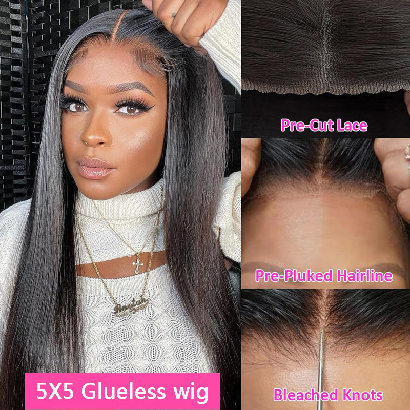 European and American wig 5*5 glueless wig glueless lace wig head cover human hair front lace wig European and American wig 5*5 glueless wig glueless lace wig head cover human hair front lace wig