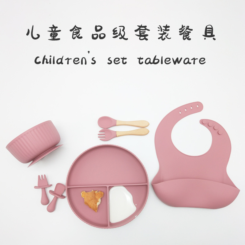 Simple and Artistic Style Silicone Striped Dinner Plate and Bowl Set&mdash;7 Pieces&mdash;BPA-Free&mdash;Custom Design and Development of Tableware Supported