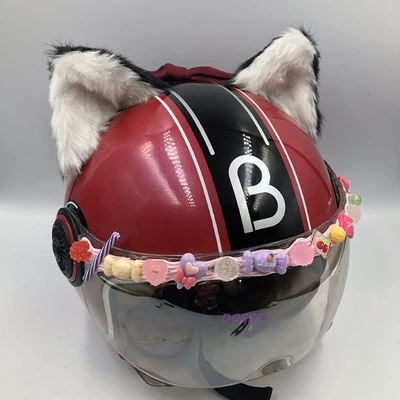 Trendy Helmet Decoration with 3D Cat Ears for Motorcycles, Electric Scooters, and Skiing Helmets, Delivery Accessories for Goddesses (Dəbilqə (Kaska) aksesuarları) - a-pair-of-stereo-cat-ears-white-in-front-and-black-in-back-helmet-not-included