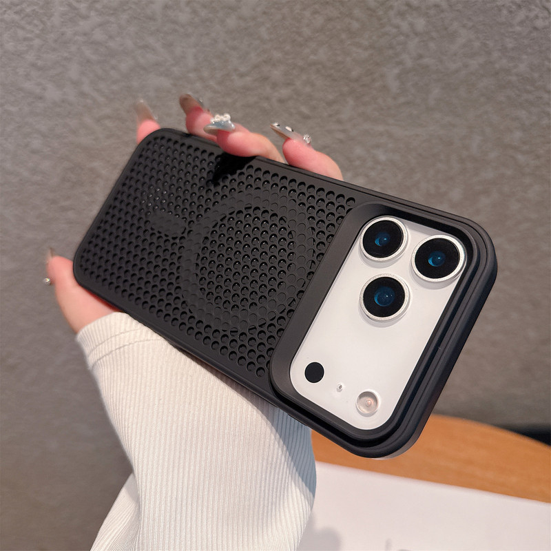 iPhone17promax用携帯電話ケース、通気性のあるハニカムネット、放熱、磁気吸着、Apple16用マットPC保護ケース|undefined