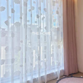 窗帘纱帘成品白纱窗纱儿童可爱云朵窗纱卡通立体跨境云朵纱门帘纱