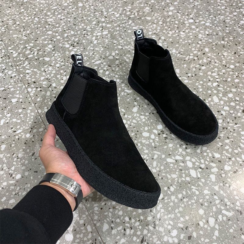 Autumn and Winter Warm High-top Men's Shoes Spiritual Boy Slip-on Casual Shoes Black Samurai All-match Korean Style Cotton Shoes