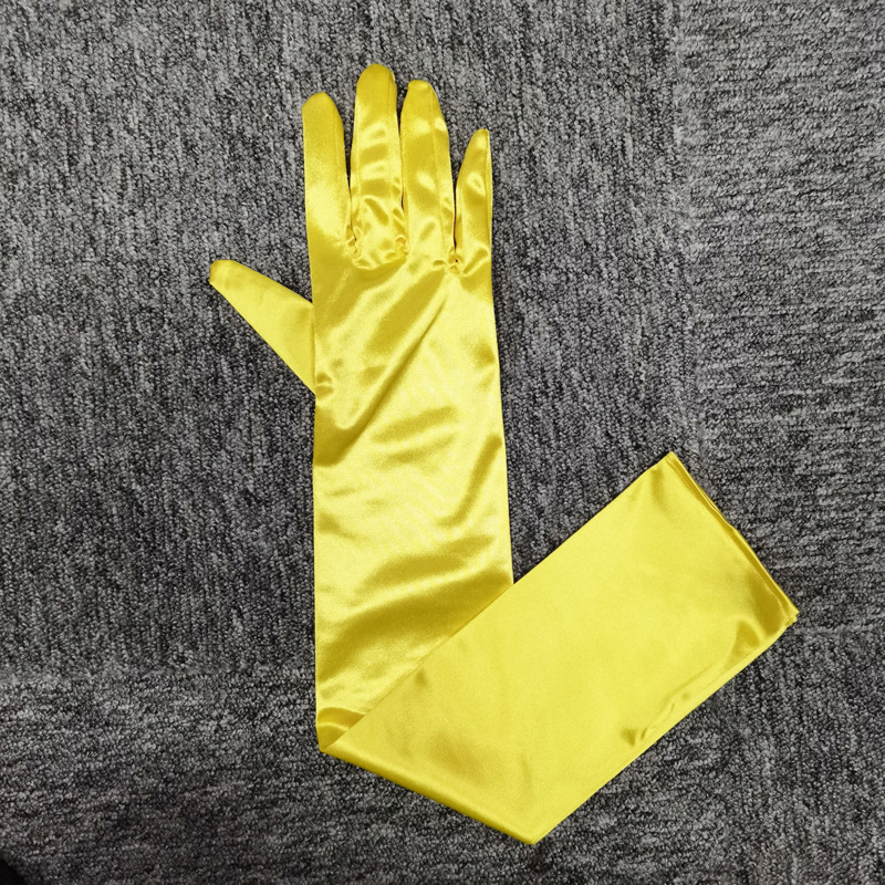 色丁手套加长礼服缎面婚礼演出舞会服饰配件礼仪多色过肘氨纶晚装|undefined