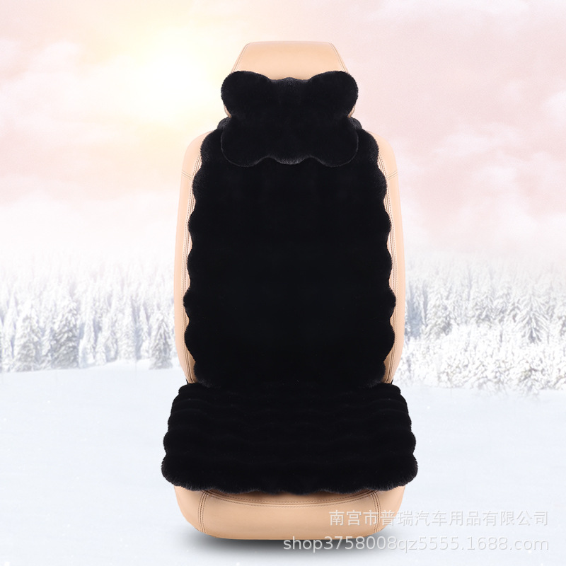 Winter Car – Qìchē Wool pad - black-driver-seat-headrest