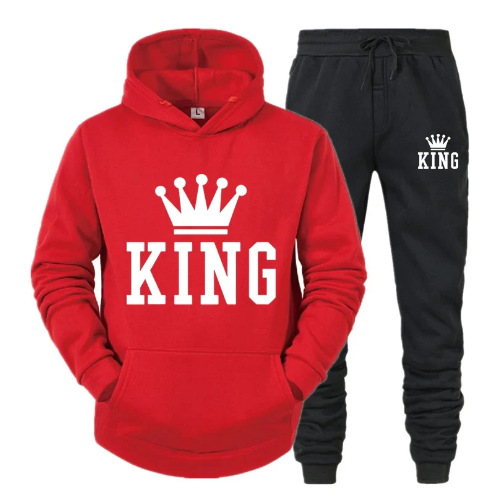 Nyt mænds kvinders casual europæisk størrelse blankt ensfarvet sæt, forår, efterår vinter fleece løs sweatshirt og bukser_voghion.com
