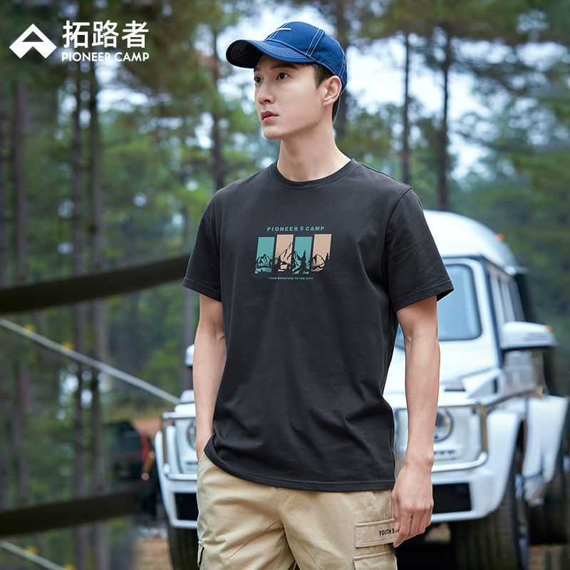 Pathfinder Mountain Series Printed Round Neck T-Shirt Summer New Fashion Sports Outdoor Pure Cotton Short Sleeve T-Shirt Men's Wear Pathfinder Mountain Series Printed Round Neck T-Shirt Summer New Fashion Sports Outdoor Pure Cotton Short Sleeve T-Shirt Men's Wear