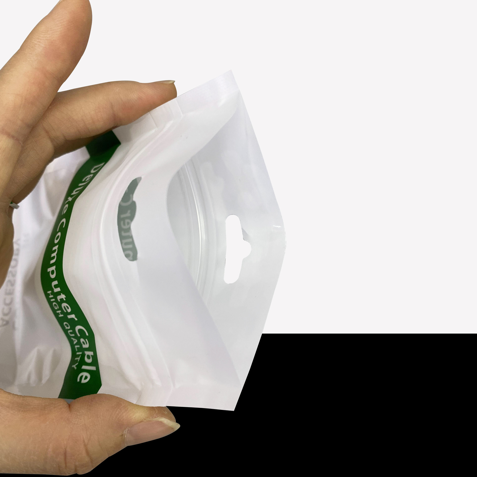 Chengxing Factory Power Cord Self-Sealing Bag with Thickened Green Matte Neutral Packaging Bag for Various Computer Cables