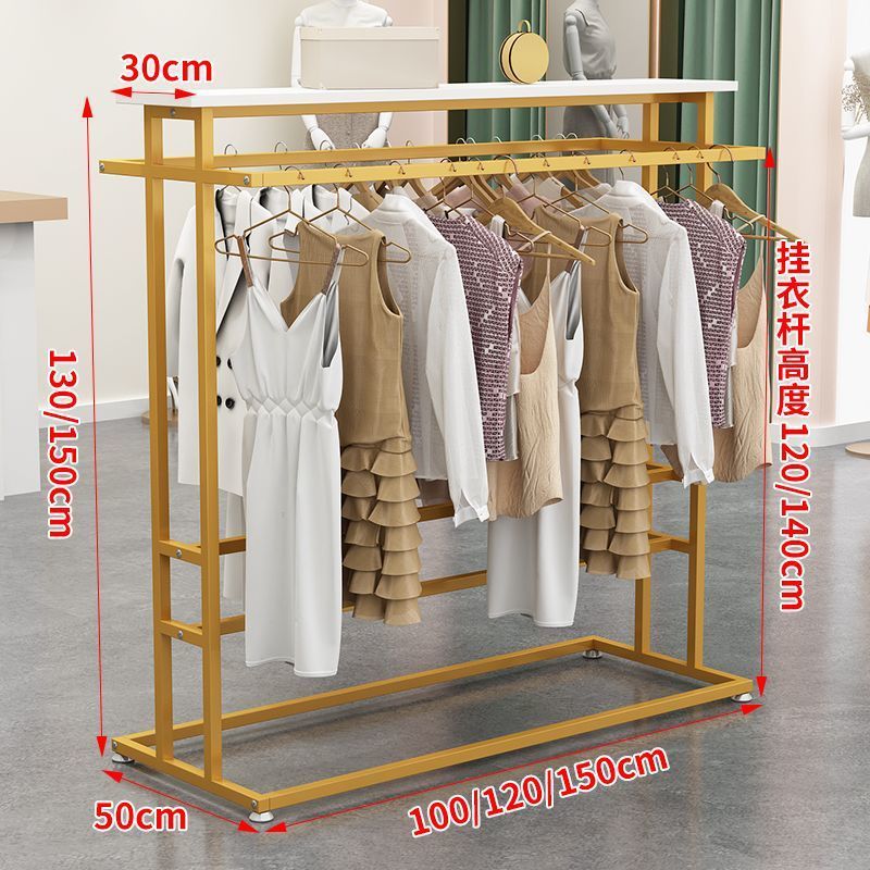 Centro comercial simple percha de secado de ropa para hombres y mujeres estantes de doble fila para colgar percha de ropa paralela percha de ropa de piso vertical tienda de ropa estante de exhibición