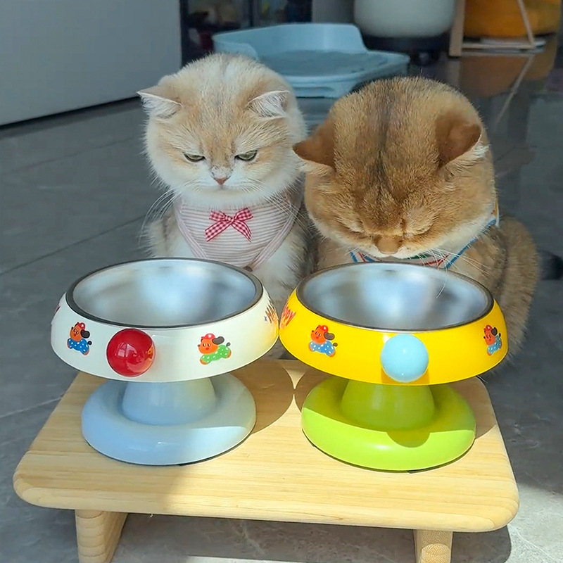 猫碗猫咪饭碗粮碗喝水碗保护颈椎猫食盆不锈钢狗碗不易打翻宠物碗|undefined