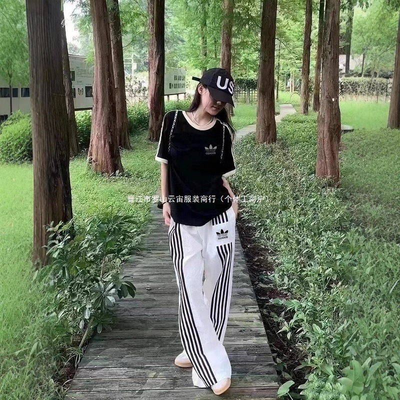 三叶草爆款休闲宽松阔腿裤韩版夏季时尚白色百搭休闲裤子女3926|undefined