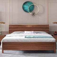 胡桃木實木床主臥1.8米婚床現代簡約雙人床家用小戶型1.5米單人床
