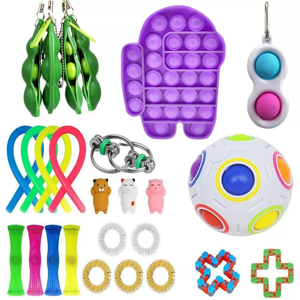 跨境发泄减压玩具套装Among us灭鼠先锋fidget cube编织网挤压豆