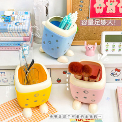 創意卡通金錢豹筆筒 ins大容量桌面收納桶學生文具整理多功能筆筒