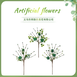 仿真四叶草单支亚马逊圣帕特里克节日绿色氛围布置四叶草手卷单支