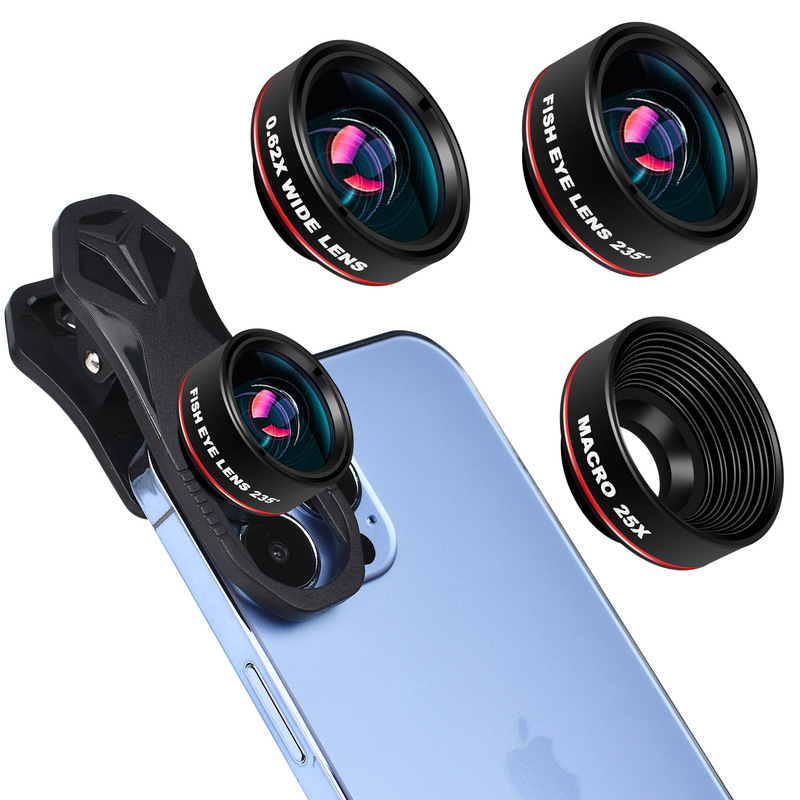 Feister 03 Cross-Border Multifunctional Mobile Phone Lens 3-in-1 Independent Wide-Angle Macro Fisheye Camera Lens